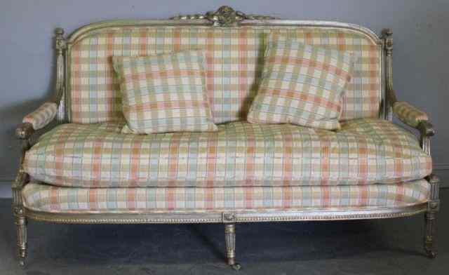 Appraisal: Louis XVI Style Silver Gilt Upholstered Settee From an Oyster