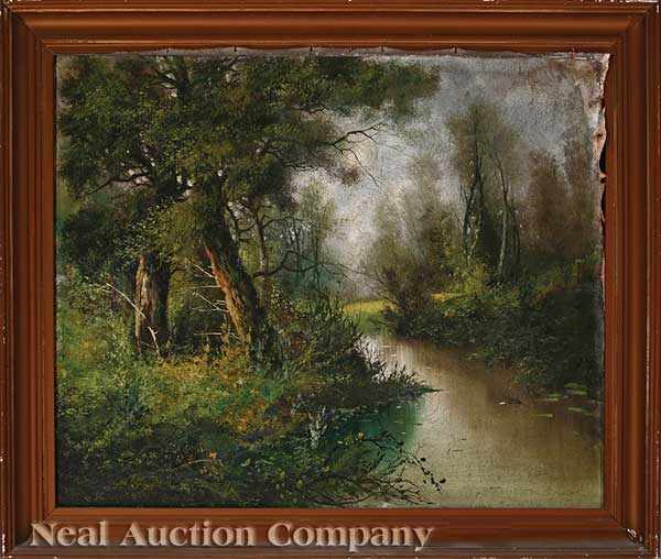 Appraisal: Continental School early th c Woodland Landscapes pair of oils