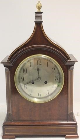 Appraisal: TH C INLAID MAHOGANY BRACKET CLOCK FRENCHMOVEMENT SOLD BY BAILEY