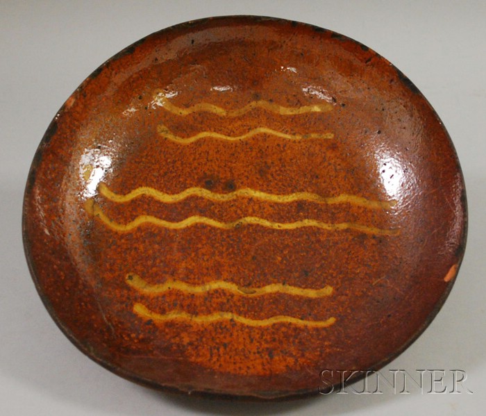 Appraisal: Slip-decorated Redware Bowl ht dia in