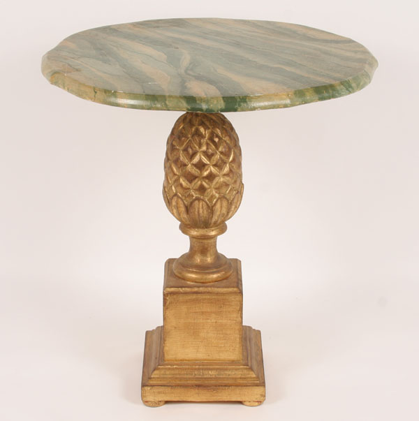 Appraisal: Lamp table gilt pineapple on rectangular base supporting a shaped