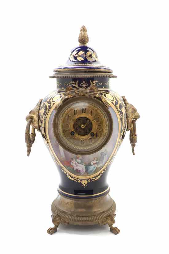 Appraisal: A Sevres Style Porcelain and Gilt Bronze Mounted Mantel Clock