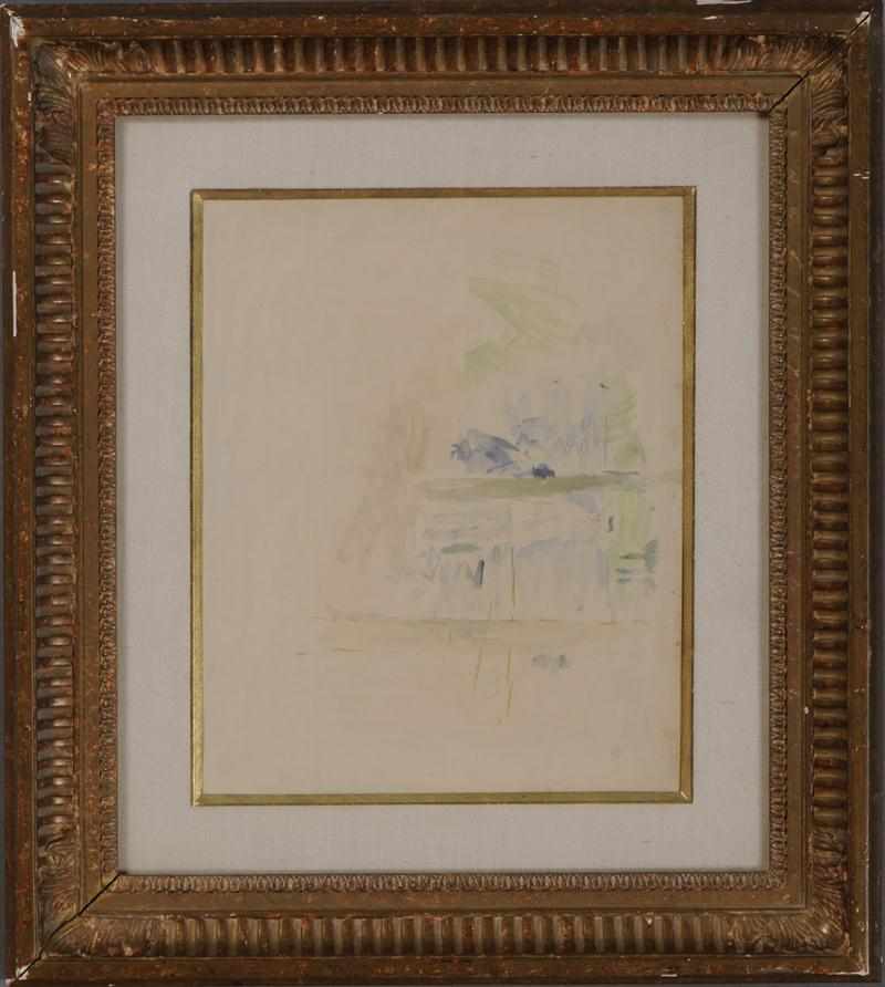 Appraisal: ATTRIBUTED TO BERTHE MORISOT - FISHING Watercolor on paper unsigned