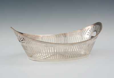 Appraisal: A Sterling Silver Reticulated Boat Shape Basket by Spritzer Fuhrmann