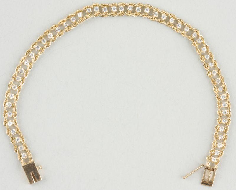 Appraisal: KT Yellow Gold Diamond Rope Chain Bracelet dainty and well