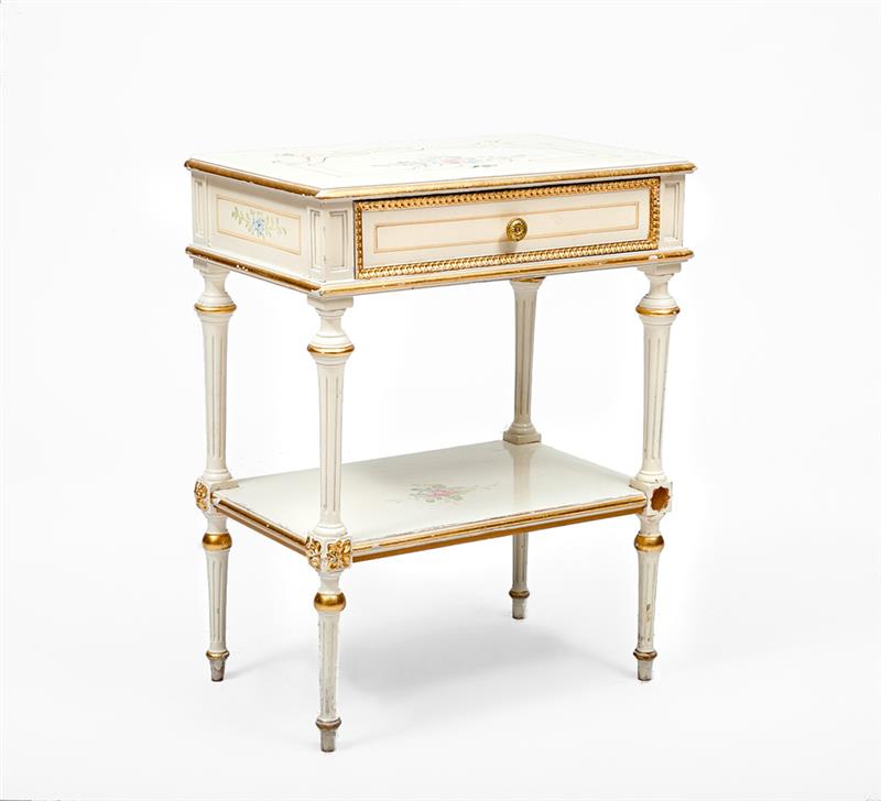 Appraisal: Louis XVI Style Painted and Parcel-Gilt Single-Drawer Night Stand x