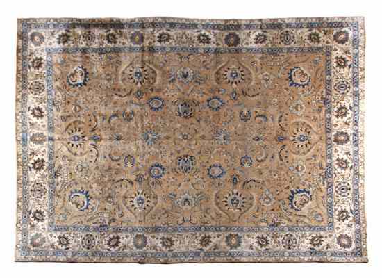 Appraisal: A Mashed Wool Carpet having allover foliate decoration on a