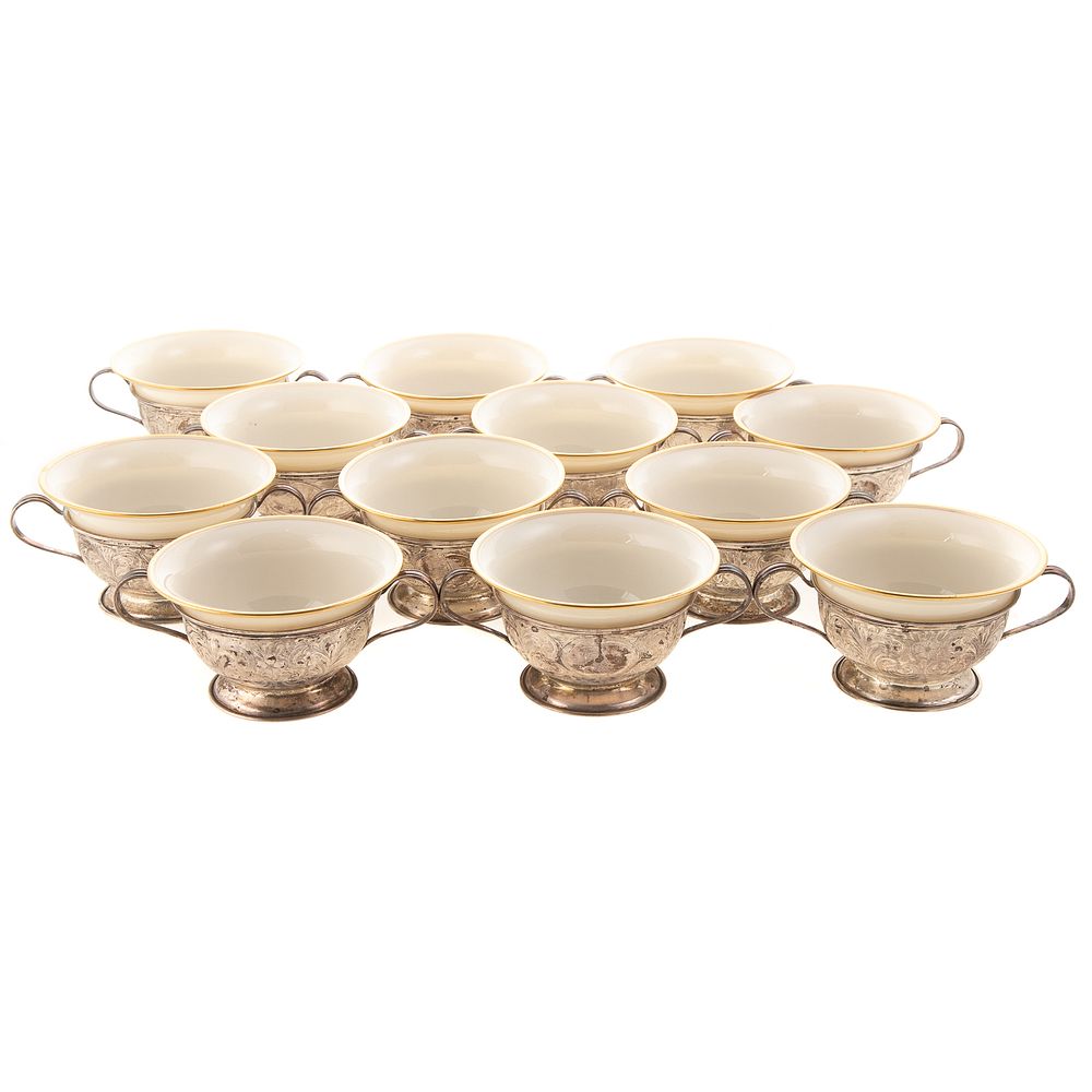 Appraisal: Twelve Schofield Sterling Bouillon Cups each finely chased with scrolling