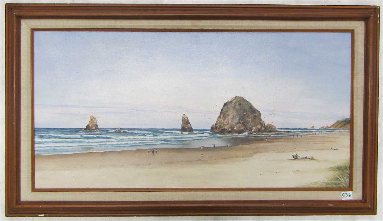 Appraisal: NORMA SCHNEIDER OIL ON CANVAS Oregon th century Haystack Rock