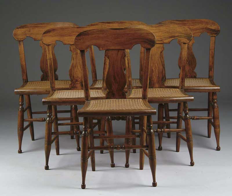 Appraisal: FINE SET OF SIX CANE SEAT GRAIN PAINTED SIDE CHAIRS