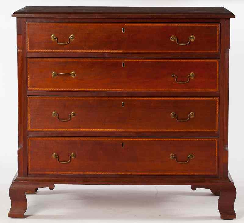 Appraisal: Connecticut Chippendale Inlaid Chest of Drawerslate th century cherry with