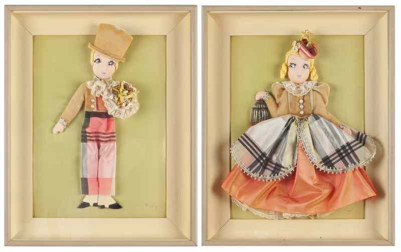 Appraisal: Pair of Personality Dolls by Alice Dalyeach dressed in silk