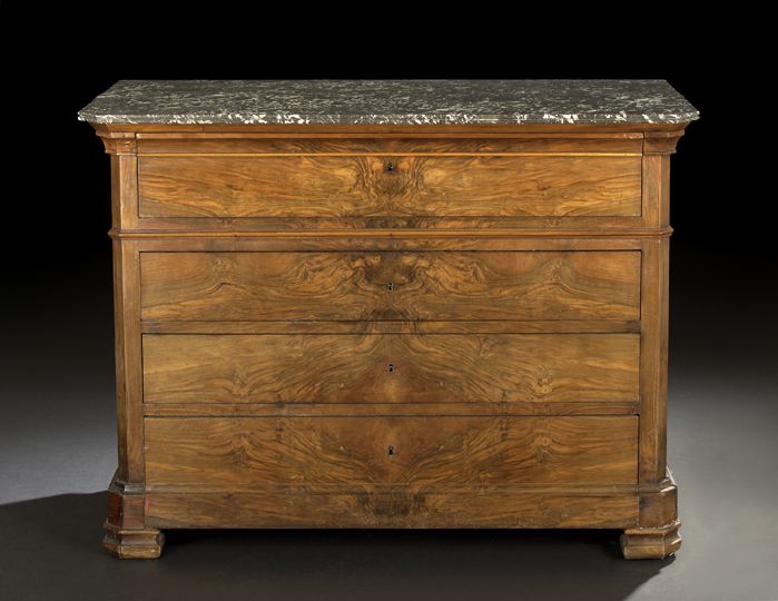 Appraisal: Louis-Philippe Walnut and Marble-Top Commode third quarter th century the