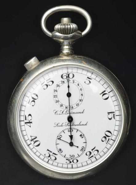 Appraisal: C L Guinand Split Chronograph Pocket Watch Swiss-made size Runs