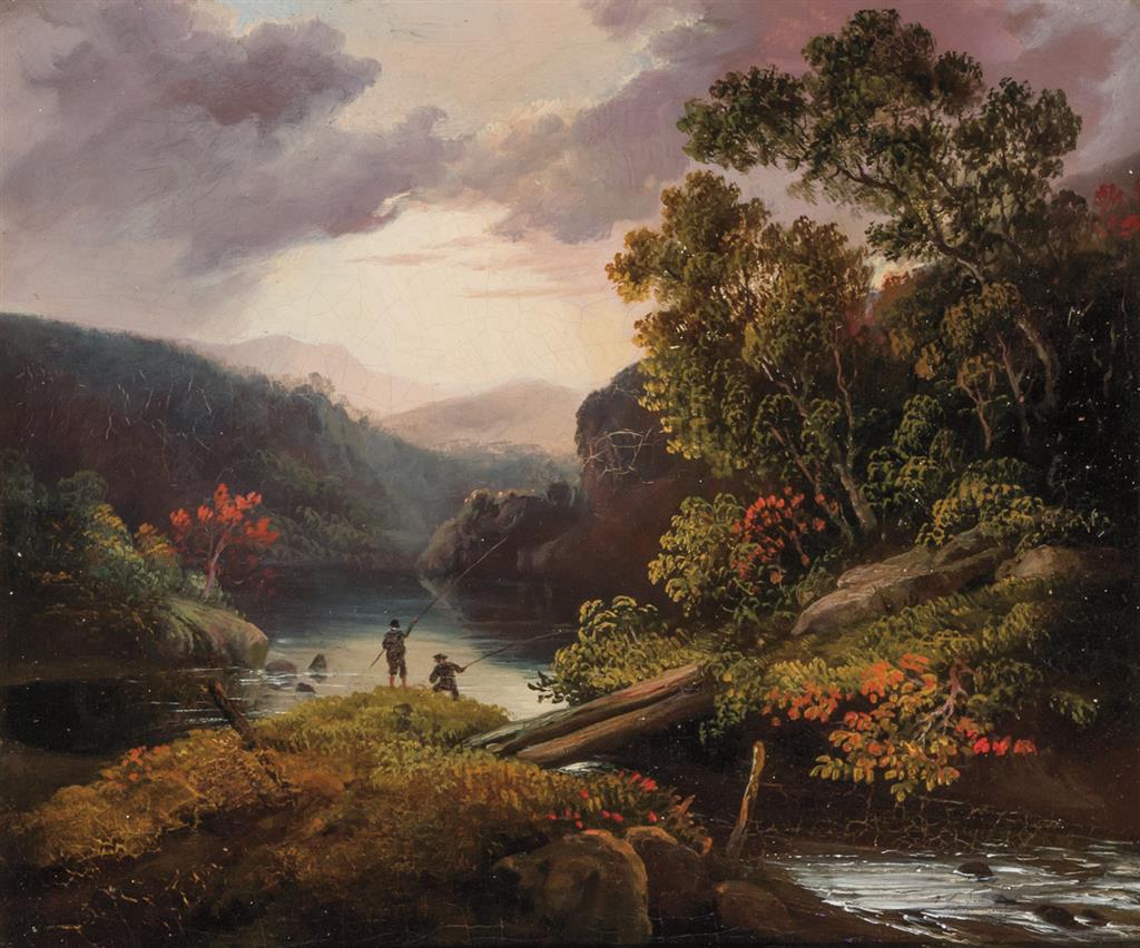 Appraisal: THOMAS DOUGHTY American - Men Fishing Fishing on the River