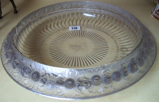 Appraisal: A Lalique style cut glass bowl mid th century the