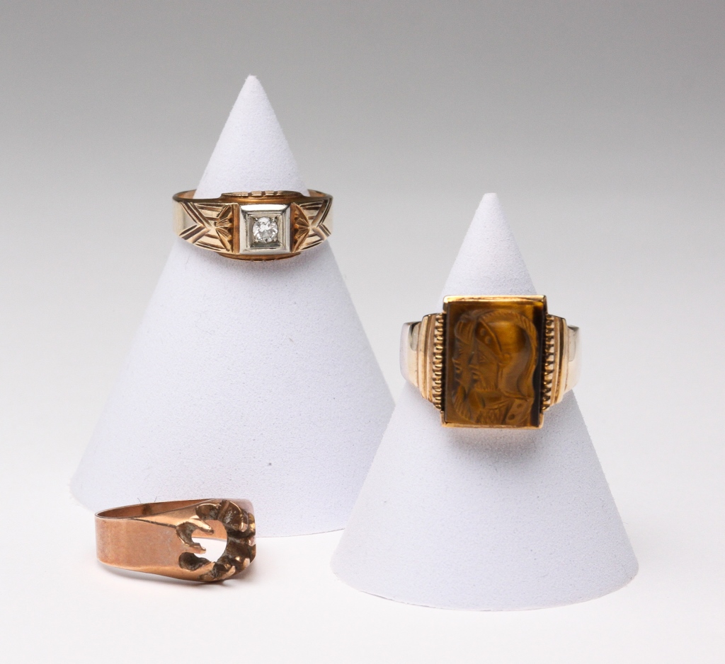 Appraisal: American nd half - th century Three rings including K