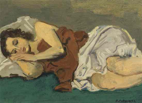 Appraisal: Raphael Soyer American - Woman Sleeping oil on canvas signed