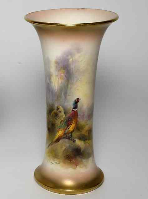 Appraisal: A Royal Worcester vase of waisted form decorated a brace