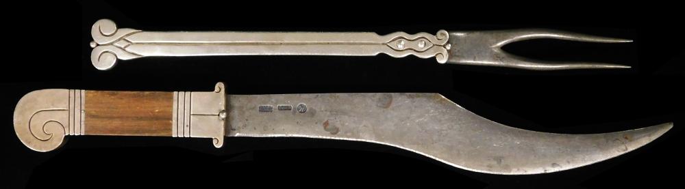 Appraisal: SILVER Hector Aguilar Taxco carving knife and meat fork circa