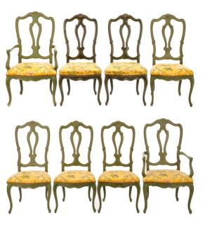 Appraisal: Set Green Baker Queen Anne Style Dining Chairs Baker Furniture