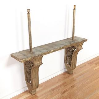 Appraisal: James Mont silvered wood wall hung console James Mont silvered