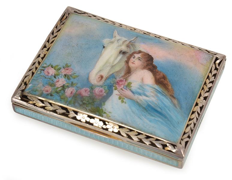 Appraisal: EARLY TH CENTURY FRENCH SILVER DRESSING TABLE BOX WITH ENAMELLED