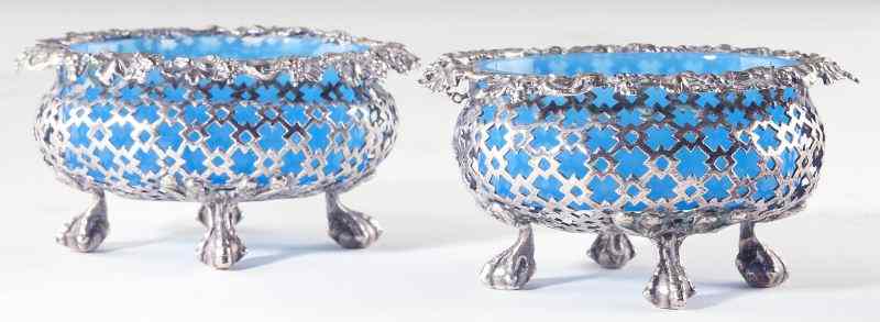 Appraisal: Pair of Silver Opaline Glass Master Salts th century likely