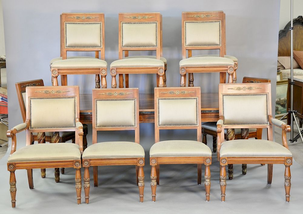 Appraisal: Henredon dining table and twelve chairs with upholstered seats and