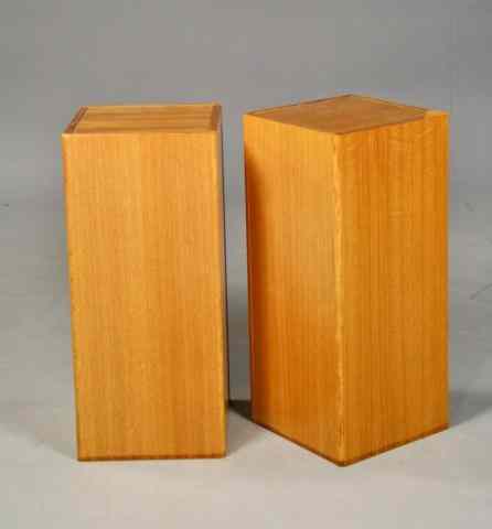 Appraisal: DENMARK STYLE PEDESTALSMatching pair of wooden pedestals appear to be