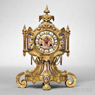 Appraisal: Renaissance Revival Mantel Clock France c ornate gilt-brass case hexagonal