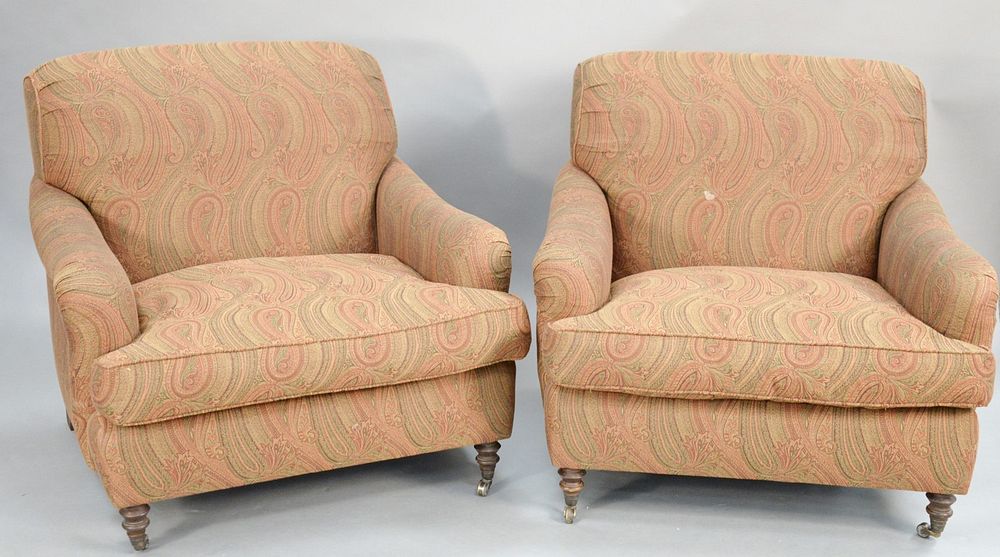 Appraisal: Pair of custom upholstered easy chairs ht in wd in