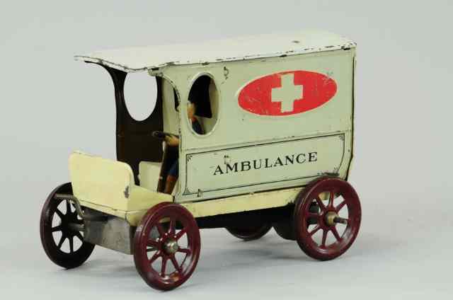 Appraisal: A C GILBERT AMBULANCE Lithographed tin done in white body