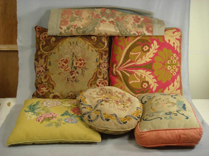 Appraisal: needlepoint pillows one needlepoint panel to sq Estimate -