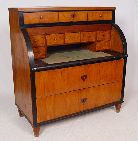 Appraisal: BIEDERMEIER CYLINDER DESK Two full length drawers under the pull