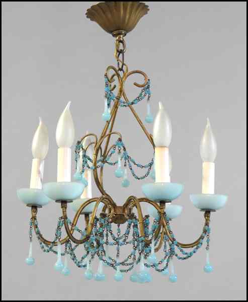 Appraisal: FRENCH OPALINE GLASS SIX-LIGHT CHANDELIER '' x '' Condition No