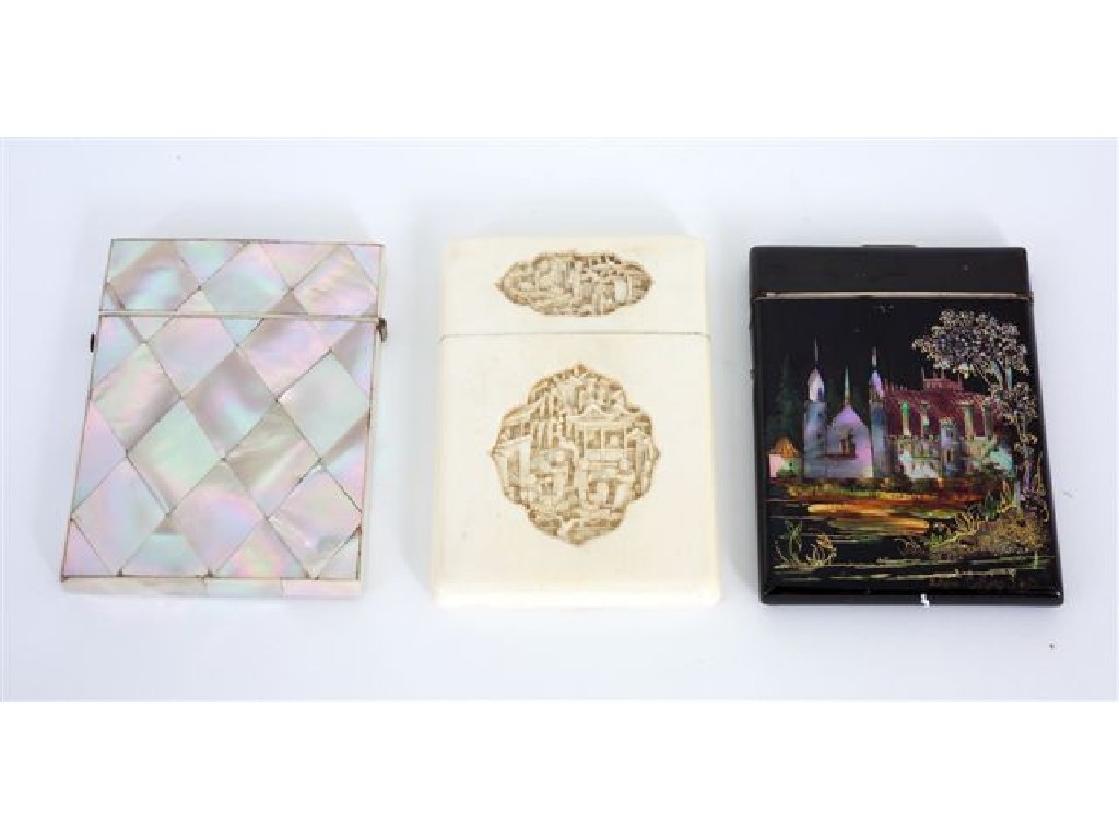 Appraisal: VICTORIAN MOTHER-OF-PEARL CARD CASE of characteristic form with hinged lid