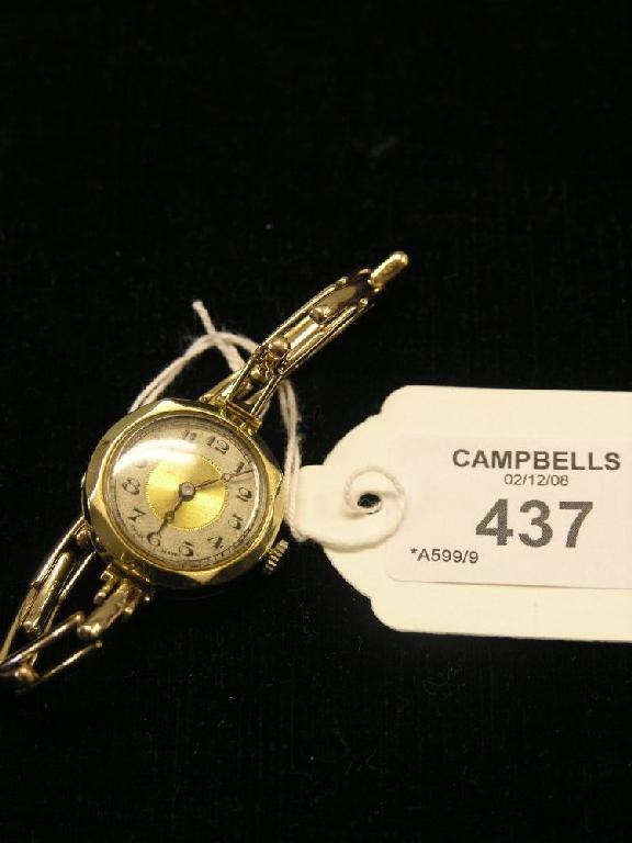 Appraisal: A lady's ct gold wristwatch on expanding ct gold strap