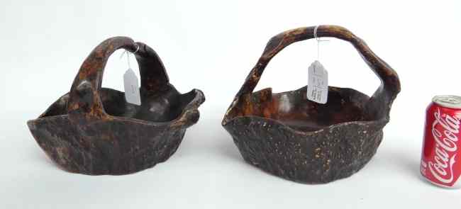 Appraisal: Lot two Asian burl baskets