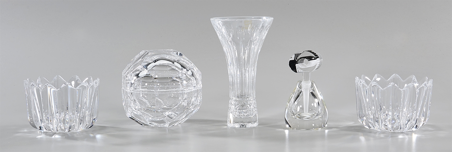 Appraisal: Five various crystal articles including a Neiman Marcus vase covered