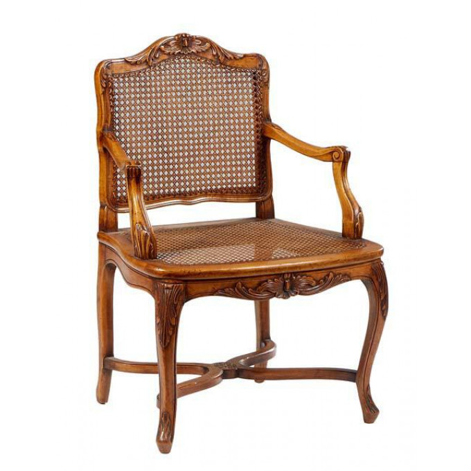 Appraisal: French Louis XV Style Carved Cherry Fauteuil th c the