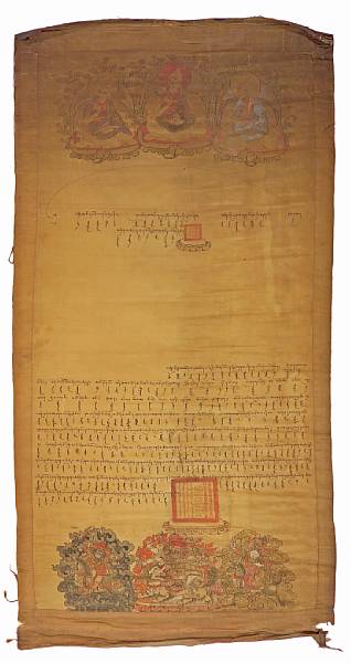 Appraisal: Two yellow silk edicts of the Dalai Lama Qing Dynasty