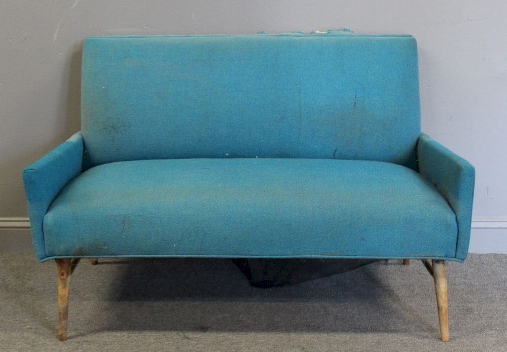 Appraisal: MIDCENTURY Upholstered Settee From a New Jersey estate Condition frame