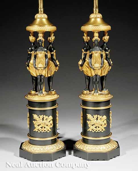 Appraisal: A Pair of Antique Neoclassical-Style Gilt Bronze and Black T