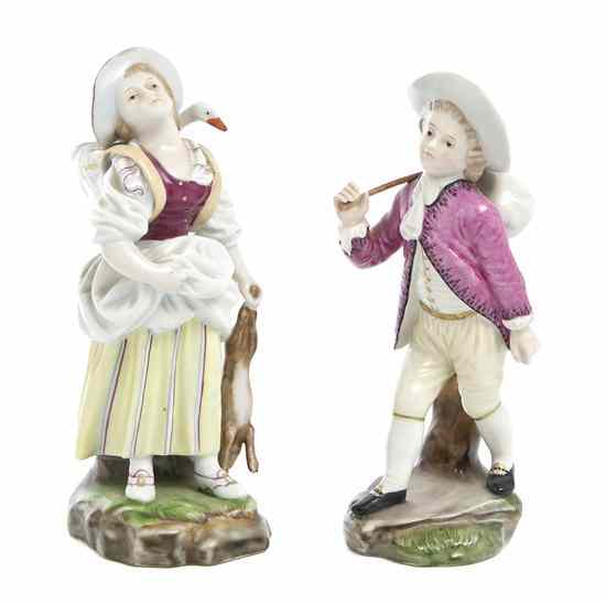 Appraisal: Two Hochst Porcelain Figures one depicting a boy with a