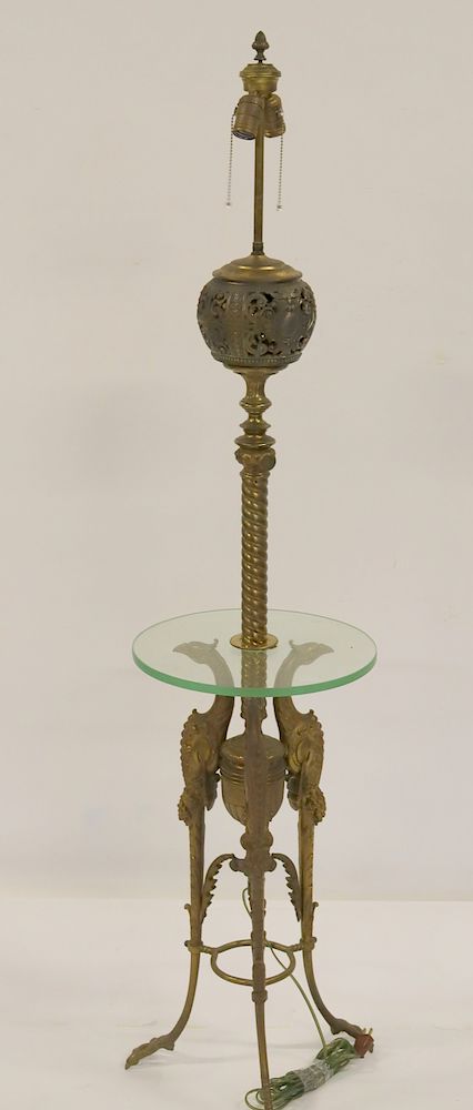 Appraisal: Antique Bronze Lamp Table With Bird Legs And A Frank