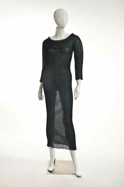 Appraisal: JOHN PAUL GAULTIER BLACK DRESS s Sheer ribbed column dress