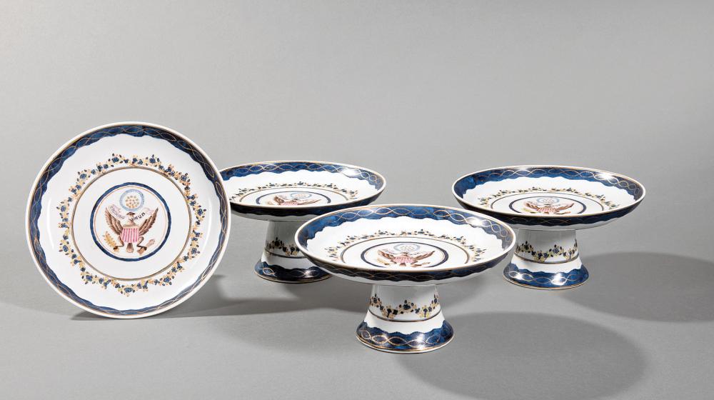 Appraisal: Four American Polychrome and Gilt Porcelain Compotes decorated with Great