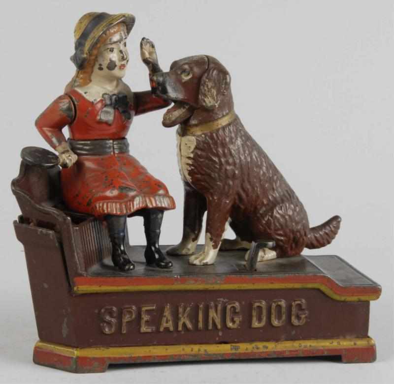 Appraisal: Cast Iron Speaking Dog Mechanical Bank Description Working Manufactured by