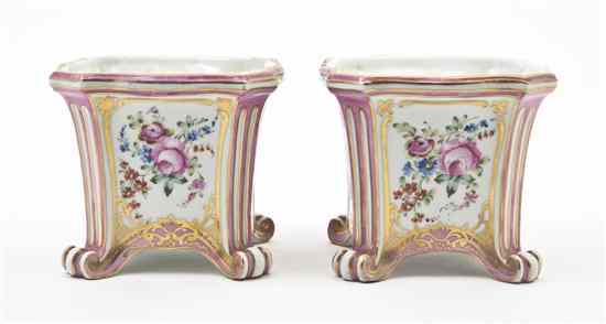 Appraisal: A Pair of Paris Porcelain Cache Pots each of flared